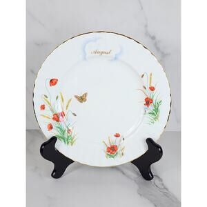 Royal Albert August Poppy Wild Flower Year 1987 Bone China 8" Wall Decor England